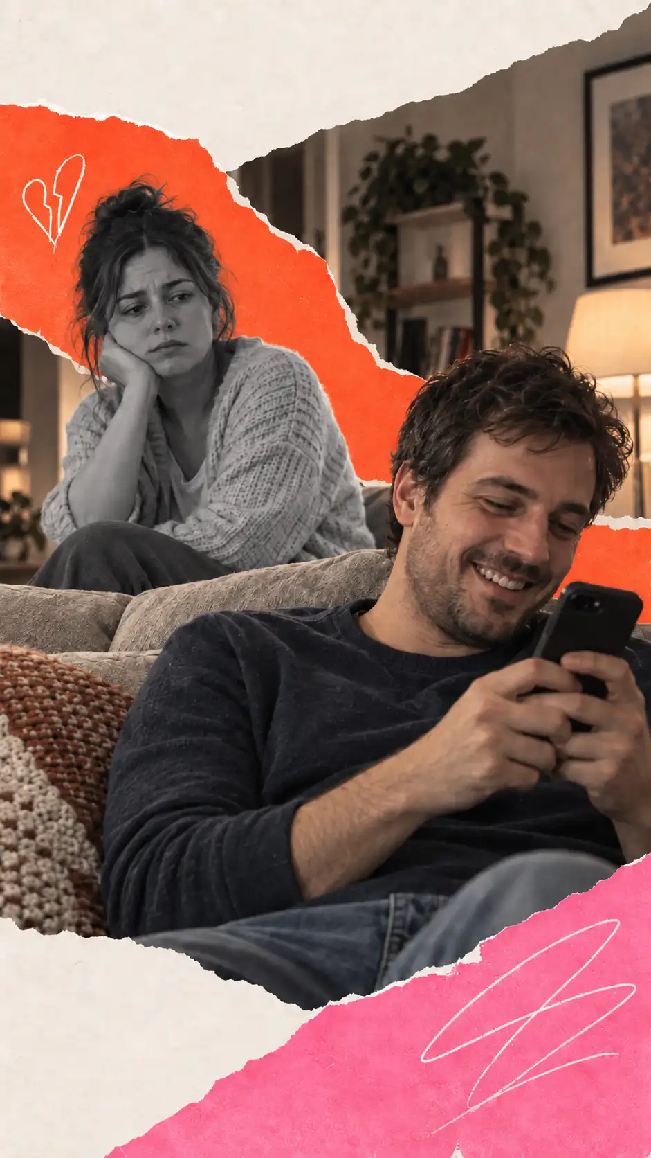 Mujer se siente ignorada mientras su pareja mira el celular